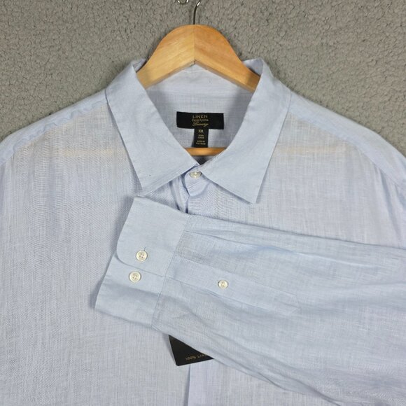 Club Room Shirt Mens Size 2XL Light Blue Luxury Billowing Cloud 100% Linen NWT - Picture 1 of 13
